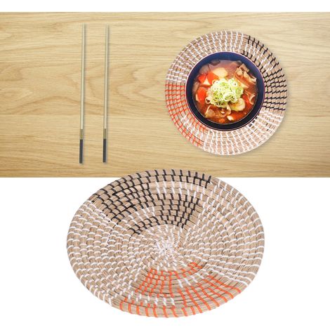Panier à légumes tressé à la main de style européen, panneau décoratif mural bohème pour chambre/maison d'hôtes, tenture murale intérieure/extérieure, assiette à fruits, base tressée. (1/5)