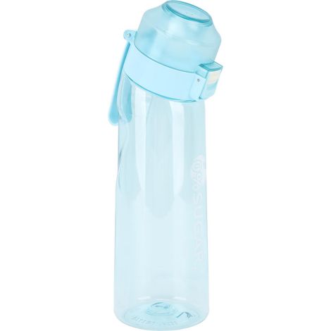 Gourde parfumée 650 ml avec couvercle à clapet, transparente et portable, idéale pour les activités de plein air et le sport, avec paille bleue. (1/5)