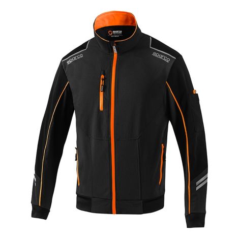 Veste technique coupe-vent Sparco Austin tech light shell taille L veste noir/orange fluo avec zip e'tanche, inserts anti-abrasion et bandes re'fle'chissantes Nero/Arancione Fluo L