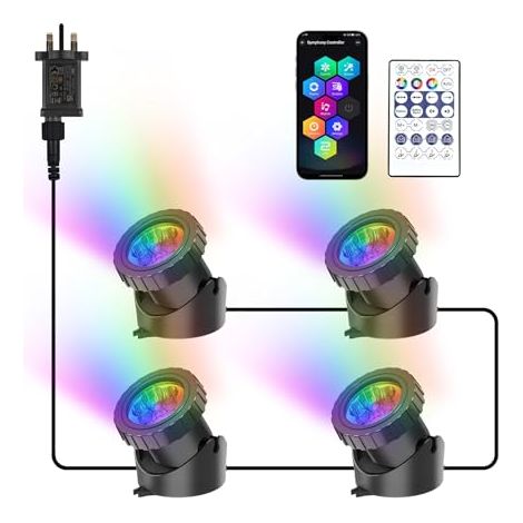 Lampes LED submersibles, 5V à changement de couleur, adaptées à l'éclairage de jardin, terrasse, piscine, fontaine et autres bassins (lot de 4) (1/5)