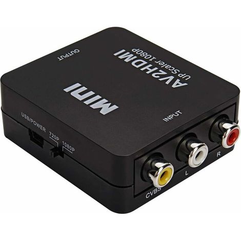 Green Mobility-Adaptateur RCA vers HDMI, Convertisseur vidéo Mini AV vers HDMI Prise en Charge 1080P 3RCA Composite avec câble de Charge USB pour PC Xbox PS3 PS2 TV STB VHS Magnétoscope Caméra DVD (No (1/5)