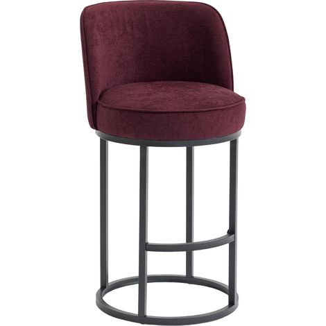 Tabouret de bar duo en lin avec pieds métalliques noirs, chaise de cuisine confortable et moderne pour bar maison (1/5)