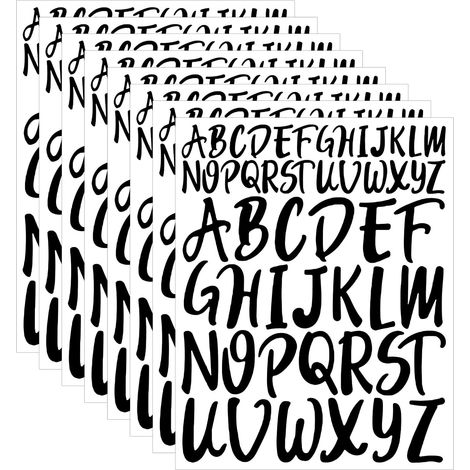 8 Blatt Selbstklebende Buchstaben, 2,5cm 5cm Großbuchstaben Aufkleber Buchstaben zum Aufkleben Scrapbook Buchstaben Wasserfeste Vinyl Alphabet Aufkleber für Kunsthandwerk Briefkästen (Schwarz)