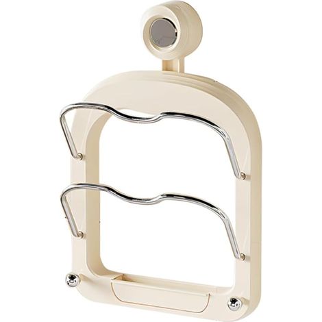 CSPARKV Pot Lid Holder, 2-Tier Suction Cup Wall Mounted Pot Lid Rack, Punch-Free Storage Rack for Kitchen Cupboard or Pantry (1/5)