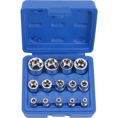 Douilles Torx Femelles E4-E24 – Lot de 14 Embouts Hexagonaux E-Torx (1/4)