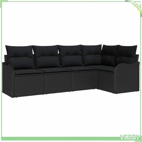 Canapé de jardin - FAFEICY - 3354372 - Modulaire avec rangement intégré - Polyrotin noir - 5 places (1/5)