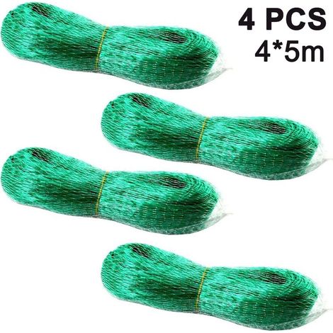 Lot de 4 filets anti-oiseaux pour jardin - 4 x 5 m, vert (1/5)