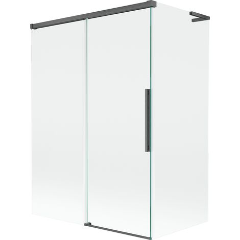 Mexen Rox L Badewannenwand 2-flügelig, verschiebbar 120 + 70 x 150 cm, transparent, gebürstet gun gray - 8C9L-120-070-66-00
