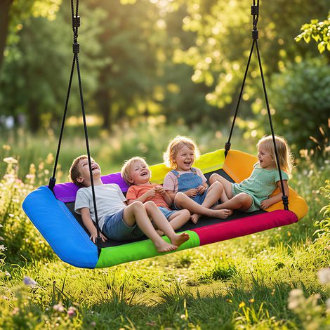 Nestschaukel Höhenverstellbar Hängeschaukel bis zu 300kg mit verstellbarer Seile für 3-8 Jahre 148x77x180 cm Mehrfarbig