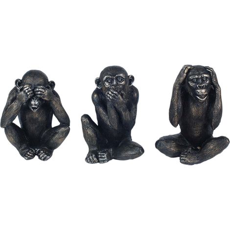 Singes en résine Ne pas voir - entendre - parler (Lot de 3) Modèle 1