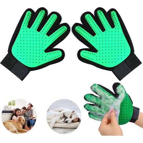 Pet Grooming Mitt, Pet Cleaning Mitt, Dog Brush Mitt, Cat Grooming Massage, for Hair Removal (Green) (1/5)