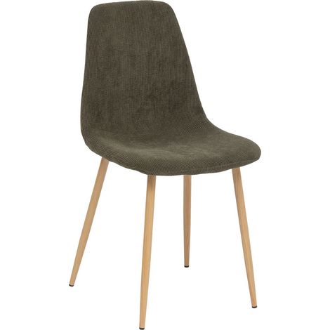 Atmosphera – Chaise enfant en velours côtelé vert kaki – Assise rembourrée et pieds en métal effet bois – Design scandinave moderne (1/4)