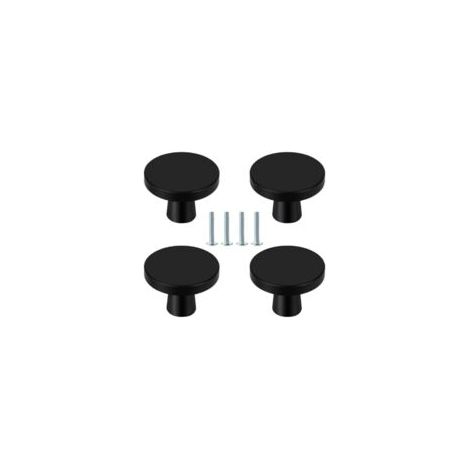 Juego de 4 tiradores redondos negros para cajones, cocina, cómodas y armarios - Crezuo (1/4)