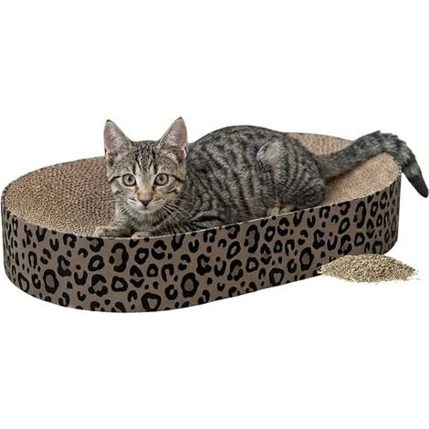 Lit griffoir en carton TRIXIE Leo - Imprimé léopard, 63 x 10 x 35 cm, avec herbe à chat (1/2)