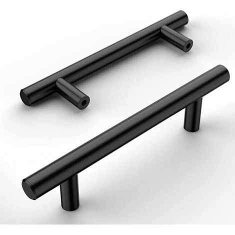 Set mit 12 schwarzen Edelstahl-Küchenschrankgriffen, Küchenschrankgriffen, Küchentürgriffen, Küchenschrankgriffen, 96 mm Lochabstand (1/4)
