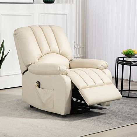 Fauteuil relax inclinable électrique releveur avec repose-pied et télécommande 86 x 92 x 102 cm Beige (1/5)