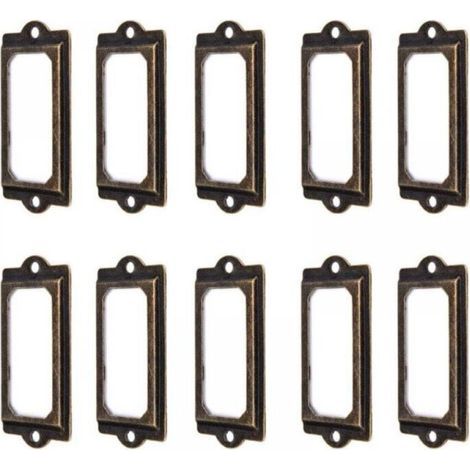 BUNTHAUS 50 Porte-étiquettes 60 x 17 mm Métal Bronze Vintage Porte-étiquettes Porte-cartes Bibliothèque Tiroir (1/5)
