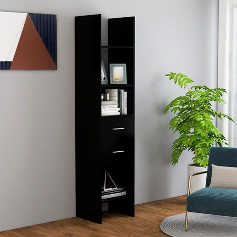 Bibliothèque, Étagère de Rangement, Meuble pour Dossier, Armoire de Rangement Noir 40x35x180 cm Aggloméré AXZ21043 (1/5)