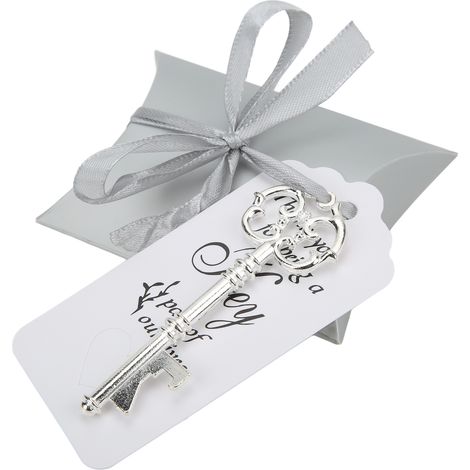 Lot de 50 boîtes à dragées de mariage avec porte-clés vintage, à offrir en cadeau à la mariée et aux invités. (1/5)