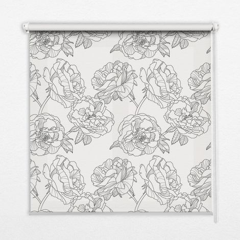 Tenda a Rullo Interna per Finestra - Tenda Filtrante Luce - Tenda Privacy - Tenda Decorativa Rettangolare - Rullo per Interni - (100 cm x 140 cm) - Rose disegnate (1/5)