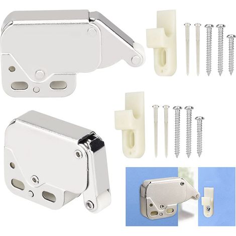 2PCS Fermeture à Ressort Porte d'Armoire Charnière Porte Placard en Inox Fermeture à Ressort Porte d'Armoire Ressort Porte d'Armoire Charnière de Porte avec 6 Vis 4 Clous pour Porte Fenêtre (1/5)