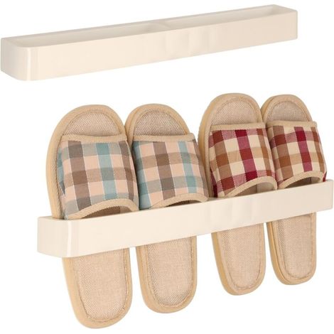 Porte-chaussures Mural Beige - Support de Rangement en Plastique à Accrocher sur la Porte pour Chaussures et Pantoufles (1/5)
