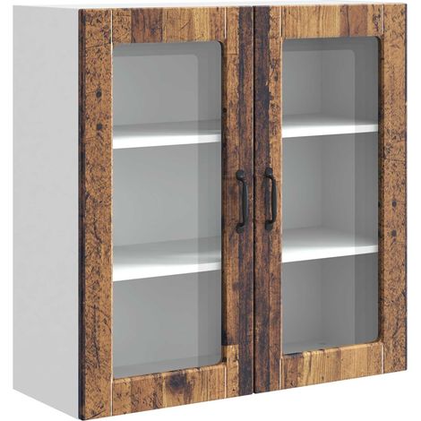 Maison Exclusive - Cabinet en verre mural PORTO Bois ancien 80 x 31 x 80 cm