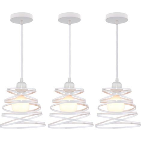 Suspensions Luminaires Moderne Lustre Plafonnier de Design à Spirale en Cascade Lampe Métal Ø20CM Blanc - 3PCS (1/5)