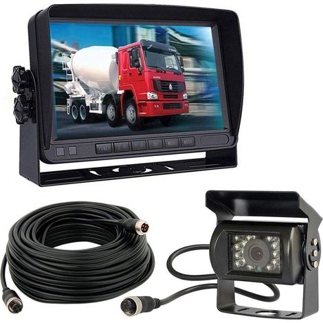 12V-24V véhicule Système de caméra de recul 17,8cm TFT LCD HD Moniteur avec Pare-Soleil + 4Pin étanche Recul 18LED Vision de Nuit Caméra de recul de Sauvegarde pour RV/Bus/remorque/Camion (1/5)