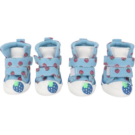Chaussures pour petit chien, douces et respirantes, antidérapantes, mignonnes bottes en toile pour chiot, Bichon Teddy, bleu, Type 4 (1/5)