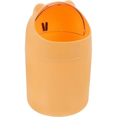 Poubelle de bureau ours jaune, petite taille, compatible avec rangement, motif dessin animé mignon (1/5)