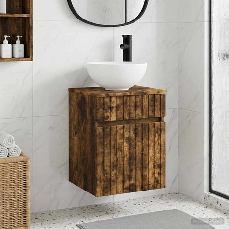 vidaXL Mobile lavabo da parete Rovere Fumo 39 x 41 x 64,5 cm
