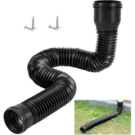 Extensión de canaleta flexible para bajante de PE, extensor de drenaje para villas exteriores - Negro - Drenaje de agua de lluvia. (1/5)