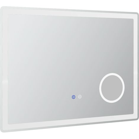 CHICFURN Specchio LED da bagno 80x60 cm in vetro bianco, 3 colori, antiappannamento (1/5)