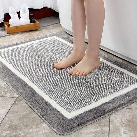 40x60cm Tapis de Bain Antidérapant,Tapis de Douche Absorbant Lavable en Machine, Doux pour Salle de Bain, Cuisine - Gris Foncé (1/4)