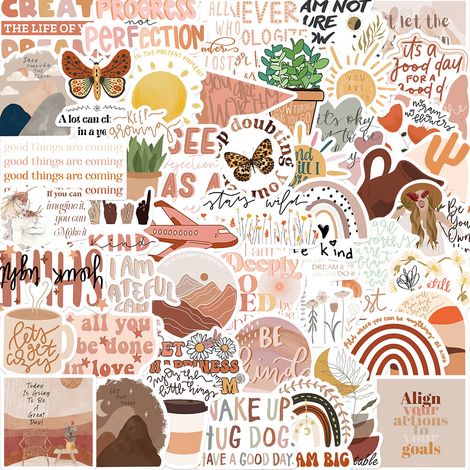 Boho-Aufkleber, 50 Stück, Bohemian-Aufkleber, Ästhetische Clipart-Aufkleber, Vinyl-Graffiti-Aufkleber (1/5)