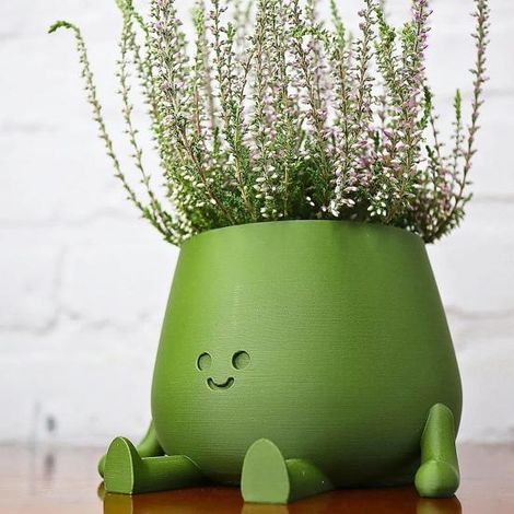 1 pot de fleurs amusant, pot de fleurs en résine 9,28 x 7,8 x 5,7 cm, pot de fleurs en forme de support avec trous de drainage (sans plantes) (1/3)