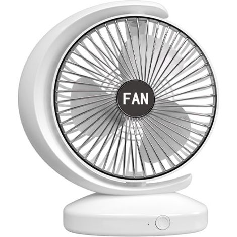 Ventilador de mesa oscilante portátil pequeno, carregamento USB, cor: branco