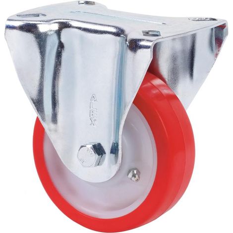 RUEDAS ALEX rueda fija  17tv200-po nylon blanco-poliur.rojo eje liso (1/2)