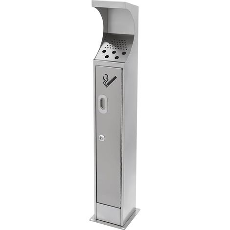 Borne pour mégots sur pied / cendrier sur pied avec réservoir intérieur convient aux hôtels, cafés, bureaux, restaurants et bars (17 x 17 x 93 cm), Argent (1/5)