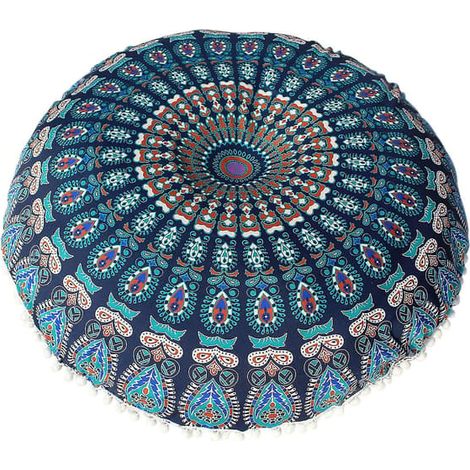 BelleRise - Housse de coussin ronde bohème pour méditation, pouf, coussin de canapé (1/4)