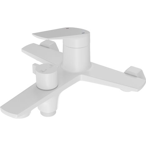 Mitigeur bain-douche Granitan nave blanc avec raccord pour douchette (1/5)