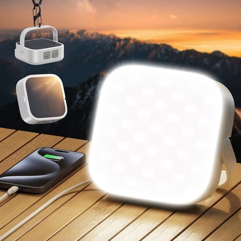 Lampada da campeggio a LED ad energia solare, Power Bank, 4400 mAh, per uso in campeggio, lanterne da campeggio, dimmerabile, power bank di emergenza, impermeabile IPX4 (1/5)