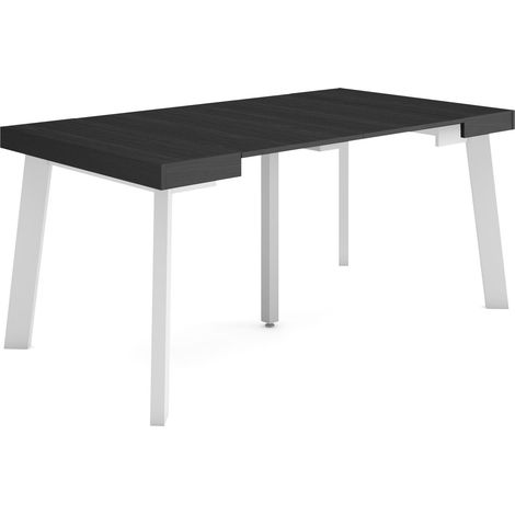 Skraut Home - Consolle allungabile, Tavolo consolle allungabile , 160, Per 8 persone, Gambe in legno, Stile moderno, Nero (1/5)