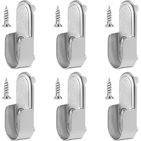 Lot de 6 Support Tringle Penderie Ovales Vêtements Tube Support Latéral Rail Nickelé avec Vis Supports de Rail de Bride de [321] (1/3)