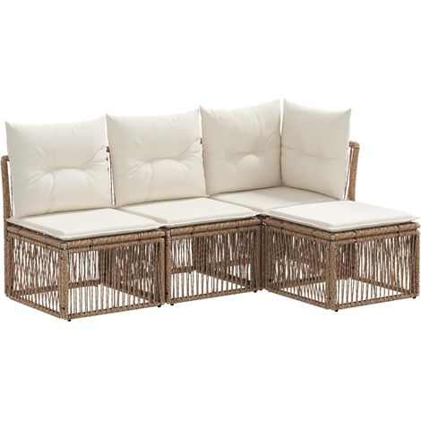 Gartensofa-set 4 pcs Beige Poly-Rattan vidaXL