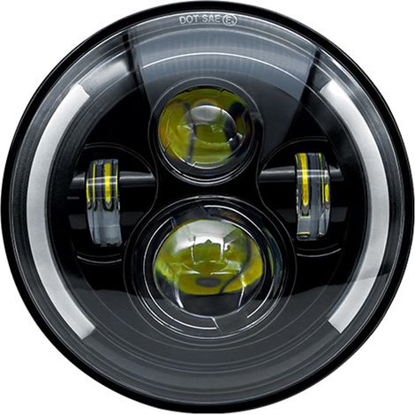 1 phare LED rond 7 pouces avec halo et feu de jour bicolore, phare LED, étanche IP67, universel pour motocyclette et 4x4 (1/5)