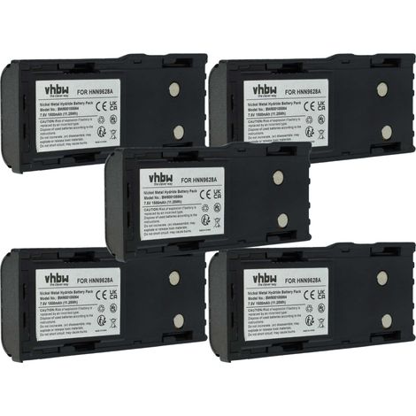 vhbw 5x Akku kompatibel mit Motorola CP450, GP300, GP308, CP450LS, CP250 Funkgerät, Walkie Talkie (1500 mAh, 7,5 V, NiMH) + Gürtelclip