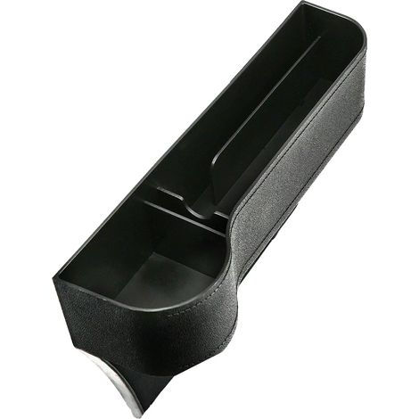 Organisateur d'espace entre le siège passager et le siège auto avec poche pour bouteille, boîte de rangement pour boissons, téléphone, clés et autres accessoires. (1/5)