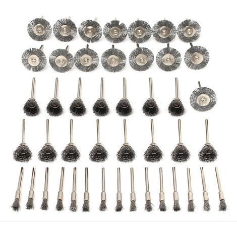 Set mit 45 Drahtbürsten, 3 mm (1/8 Zoll) Griff, Reinigungs- und Poliertopfbürste für Dremel-Rotationswerkzeuge